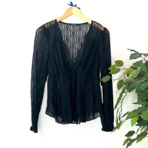 NWT Blashe Black Sheer Top